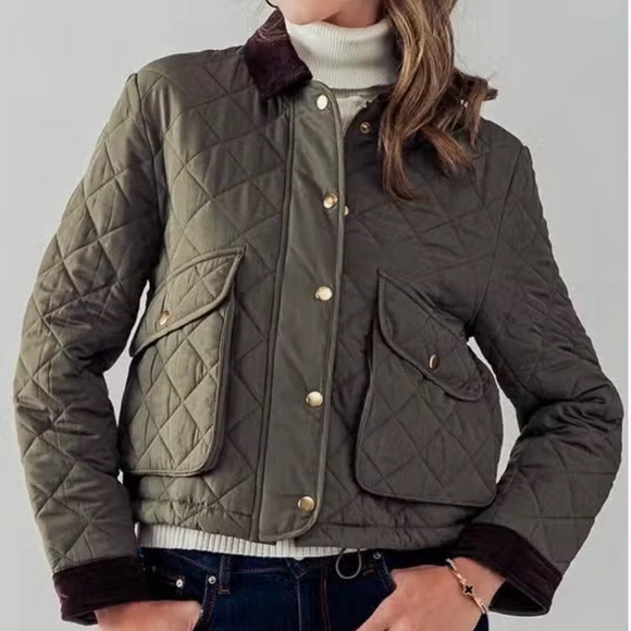 NEW J.Crew Limited-edition new cropped quilted Barn Jacket Green Size XS - Picture 13 of 14